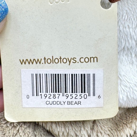 Vintage 2007 Tolo Toys Cuddly Bear Plush Rattle New w/ Tags Beige Collectible - Picture 6 of 11